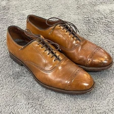 Allen Edmonds Cap Toe Oxford Shoes Mens 10.5 D Brown Leather Brogue Lace Up 5735