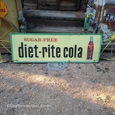 Big Vintage Diet-Rite Cola Sign Metal Embossed Nehi Soda RC Large 54"x18"