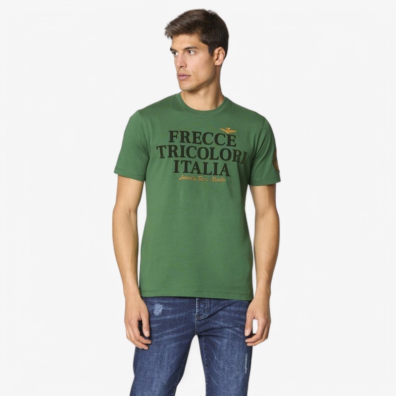 Мужская футболка с принтом из флока Aeronautica Militare TS2404 Forest Green P 21990₽
