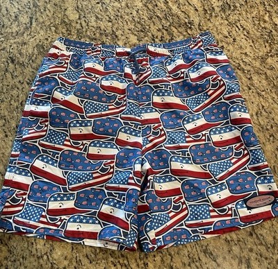 VINEYARD VINES BOYS XL (18) Whale SWIM TRUNKS SHORTS USA Americana With Bag