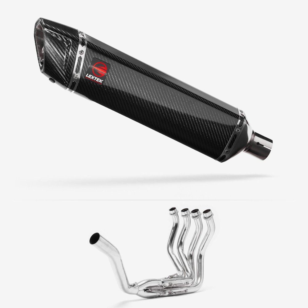 Lextek SP7C Gloss Carbon Fibre Exhaust System 400mm Single Sided