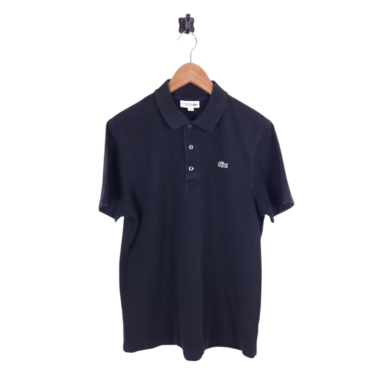 Mens Lacoste Black Polo Shirt Short Sleeve Large 
