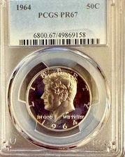 1964 Kennedy half dollar PCGS PR67
