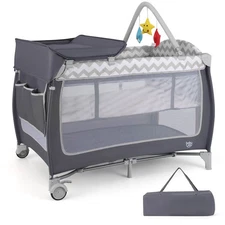Babyjoy 4 in 1 Portable Infant Nursery Center Baby Playard  w/ Zippered Door