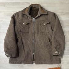 True Vintage Woolrich Bomber Jacket Men's Large Brown Fleece Lined Wool 60s/70s 