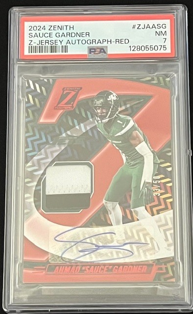 2024 Panini Zenith - Z-Jersey Autographs Ahmad Gardner #ZJA-ASG Red 33/50 PSA 7