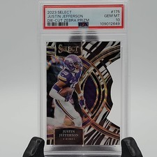 2023 Panini Select Die Cut Zebra Prizm JUSTIN JEFFERSON #175 🔥 PSA GEM MT 10 🔥