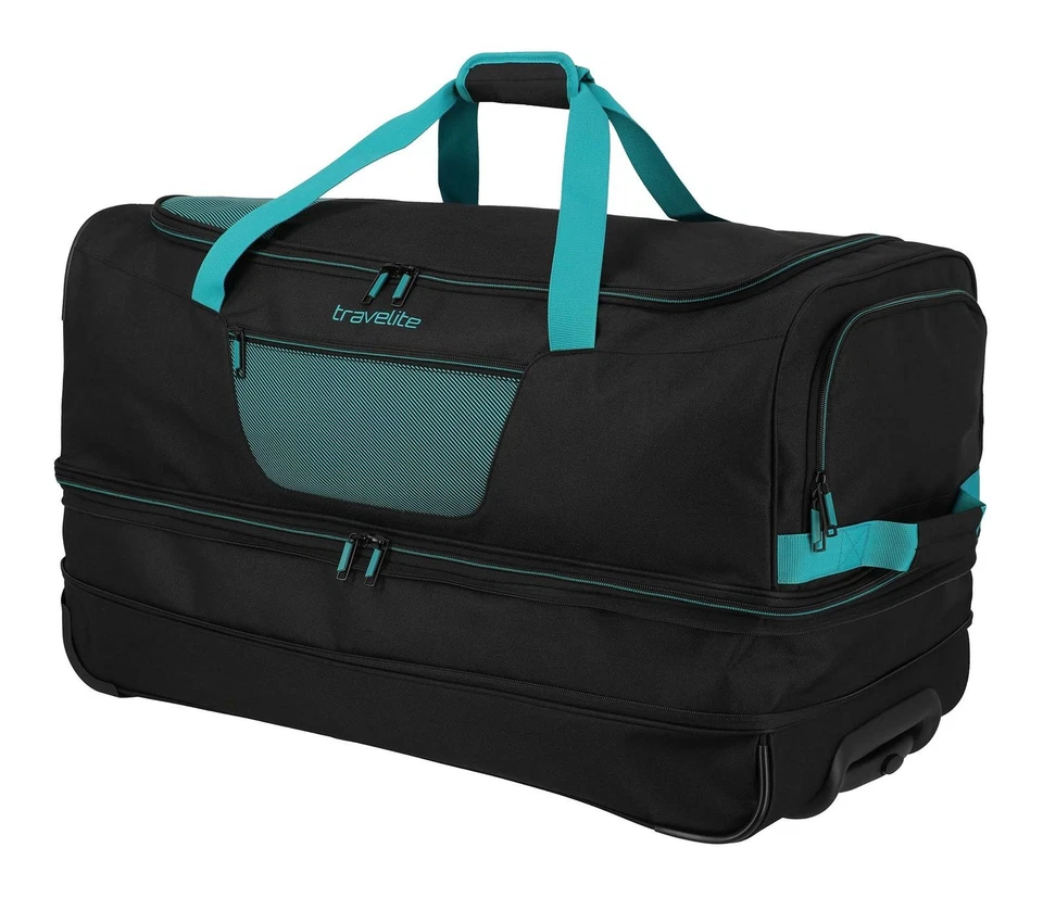 travelite Basics Wheeled Duffle Expandable L Reisetasche Black / Petrol schwarz - Bild 4 von 4