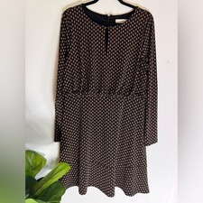 New $125 Womens 12 LOFT Black Paisley Long Sleeve Dress Flare Boho Floral Work