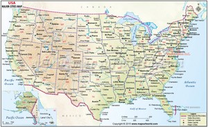 usa map with major cities wall map 36 x 22 paper ebay
