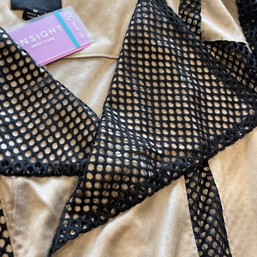 Insight New York Women's Jacket size 10 mesh faux suede black tan NWT - Picture 5 of 12