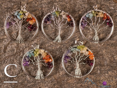 Baum des Lebens Anhänger, CHAKRA Kristall Anhänger - Diamant, Kreis, Rechteck, E1999 - Bild 7 von 10