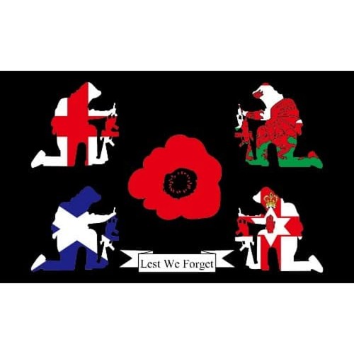8ft 5ft 3ft Lest We Forget Poppy Army Navy RAF Soldier Remembrance Flag Flags - Picture 43 of 44