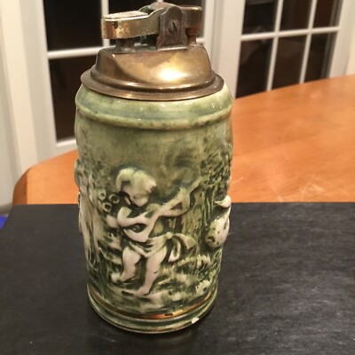 Vintage R. Capodimonte Italy Large Porcelain Flint Cigarette Cigar Table Lighter