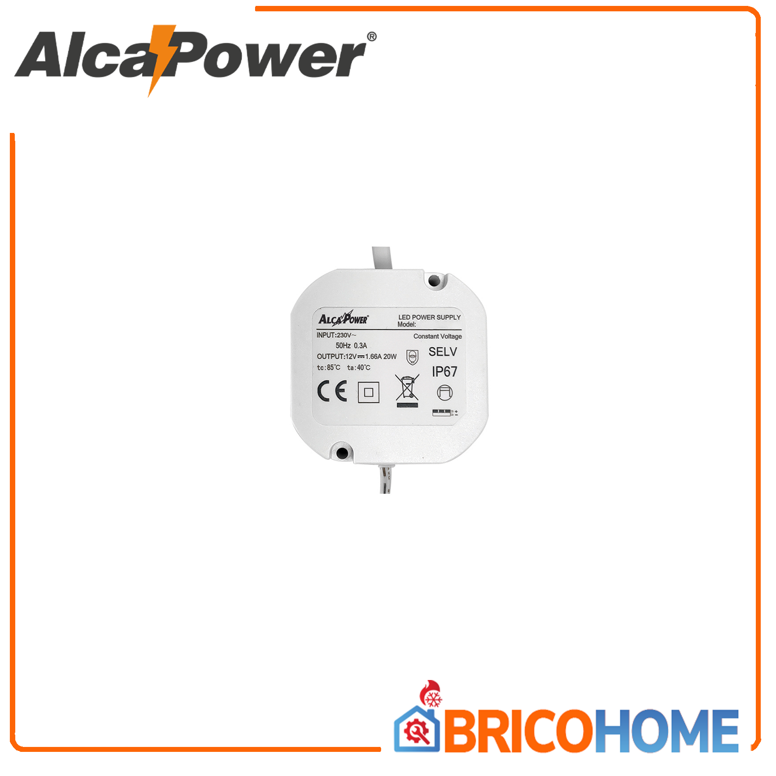 Alimentatore Switching da incasso IP67 12V 20W 1.66A AlcaPower