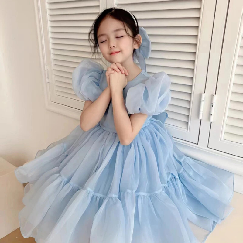 sachin and babi light blue dress Toddler Girls' Striped Embroidered Dress main image 0