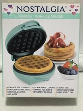 Nostalgia Mini Waffle Maker, Teal