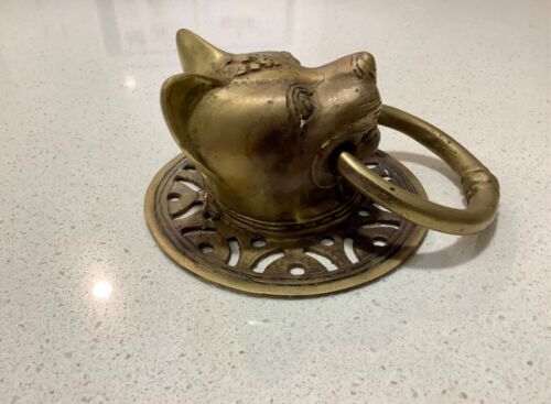 BRASS CATS HEAD DECORATIVE FRONT DOOR LARGE DOOR KNOCKER - Bild 5 von 10