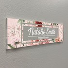 Name Plate for Desk Personalized - Flower Design On Clear Acrylic Glass - WAC12