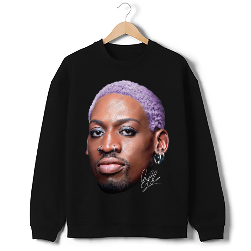 希少 Dennis Rodman スウェット ビッグプリント y2k アメカジ Dennis Rodman Purple Hair Rodzilla flamboyant 90's Vintage Design