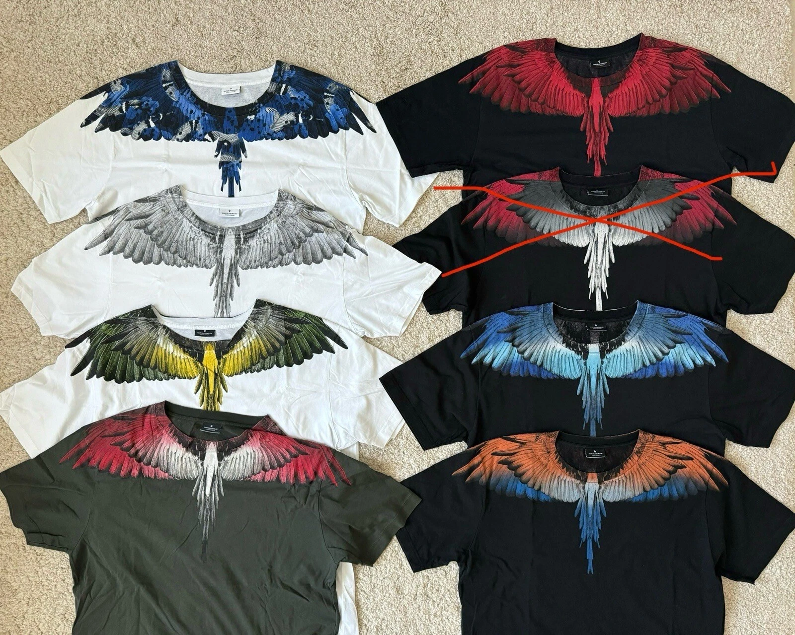 Marcelo Burlon County di Milano Wings T Shirt Nero Bianco