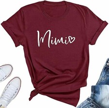 Mimi Heart Love Grandma Ladies UNISEX Super Soft T-Shirt - Maroon