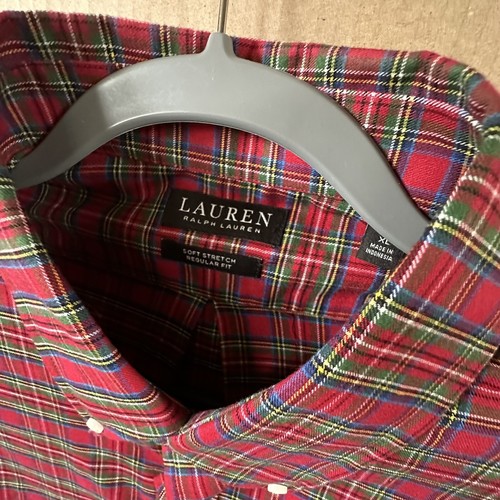 Lauren Ralph Lauren Mens XL Red Plaid Long Sleeve Classic Fit Soft Stretch - Picture 4 of 5