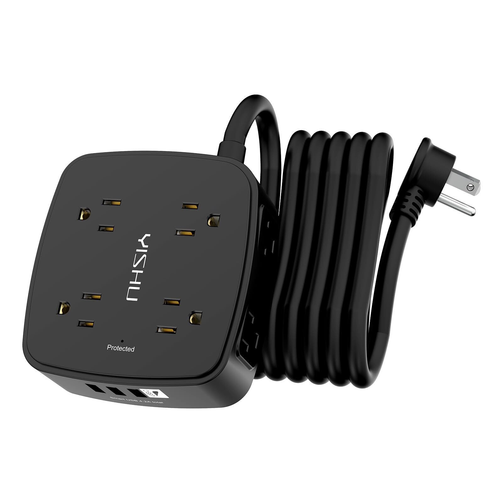 10 Ft Surge Protector Power Strip - 8 Widely Outlets with 4 USB Ports 3 Side ...