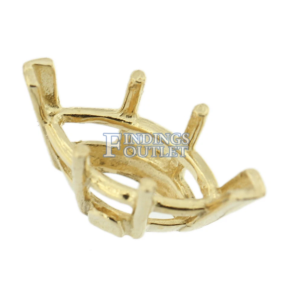 Cesta de alambre marquesa de oro amarillo de 14K montaje 6 puntas extremos en V 0,25-8,00 quilates Foto 4 de 4