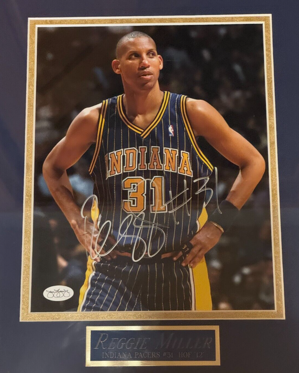 Reggie Miller Framed 8x10 Photo Signed Autograph OLD JSA Sticker +