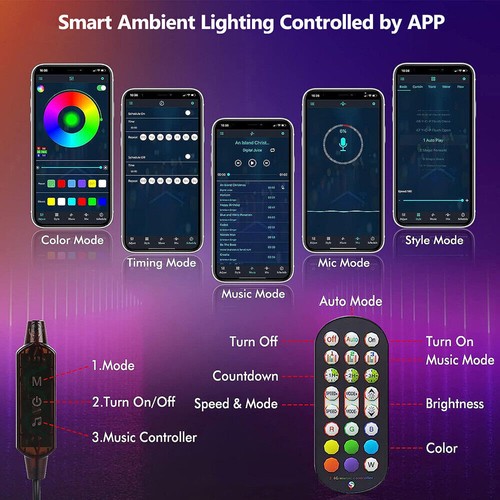 2X Smart LED Light Bar RGB Flow Light TV Gaming Backlight Bluetooth App Control - Picture 7 of 15