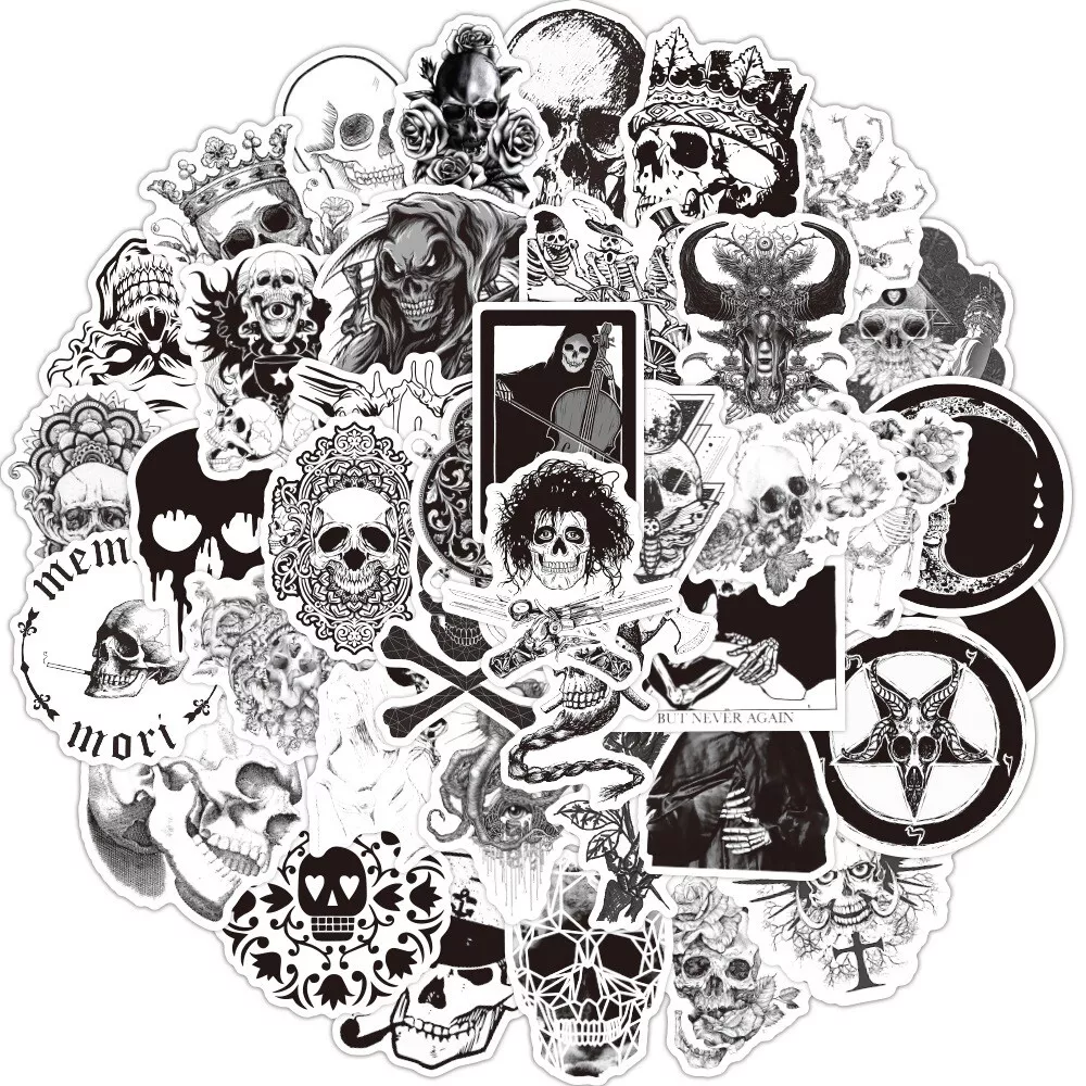 50 Black and White Horror Movie Stickers for Laptop/Water Bottle/Phone Case