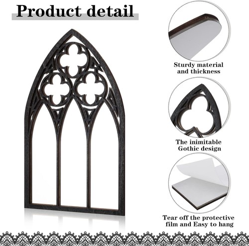 3 Pack Gothic Mirrors Wall Decor, Cathedral Arch Frame Tiny Mirror Goth Room Dec - Picture 3 of 5