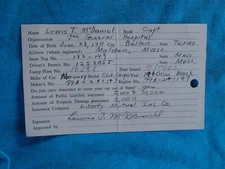 Camp Edwards, Mass, 1943 vehicle information card