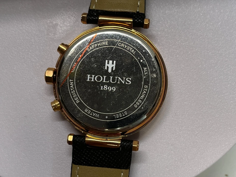 HOLUNS Women's 1899 Watch White dial 10at WR Rose Gold 38mm case Leather Band - Image 4 of 4