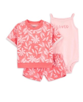 Carter's Child of Mine Baby Girl Shorts Outfit Set, 3-Piece, Size 3-6M