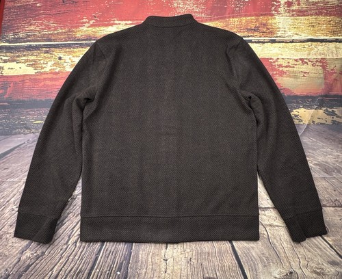 Express Sweater Mens Medium Cardigan Herringbone Fleece Mocha Brown Grandpa NWT - Picture 4 of 13