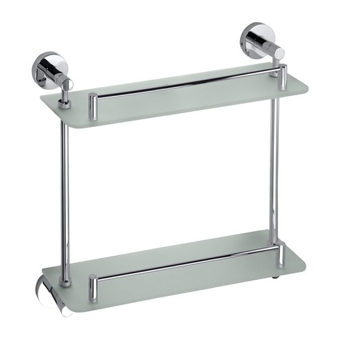 BOMEGA Estante de Cristal con 2 Superficies Latón Cromo Pulido Baño y Cocina >> para Taladrar - Imagen 1 de 7