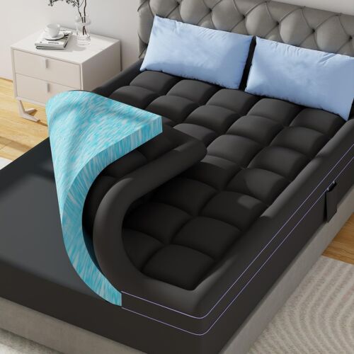 Luxury 3-Inch California King Mattress Topper with Cooling Gel and Soft Pillows - Picture 3 of 9