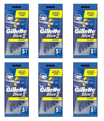 30pz Gillette Blue 2 Slalom rasoio manuale monouso due lame lametta bilama uomo