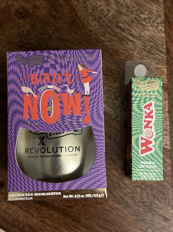 Willy Wonka x Revolution BUNDLE Bronzer Lip Gloss Liner Highlighter Balm Blotter - Image 3 of 4
