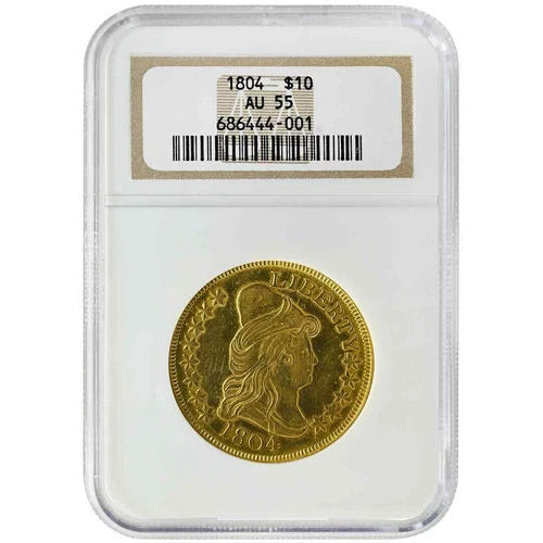 1804 $10 Crosslet 4, Draped Bust, NGC AU55 Rare Coin