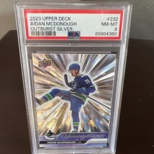 2023-24 Upper Deck Series 1 Young Guns Aidan McDonough Outburst Silver PSA 8