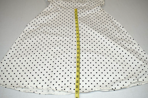 Sleeveless Dress VTG 90s White Black Polka Dots Stretchy Cotton Fitted Sz S/M - Picture 10 of 12