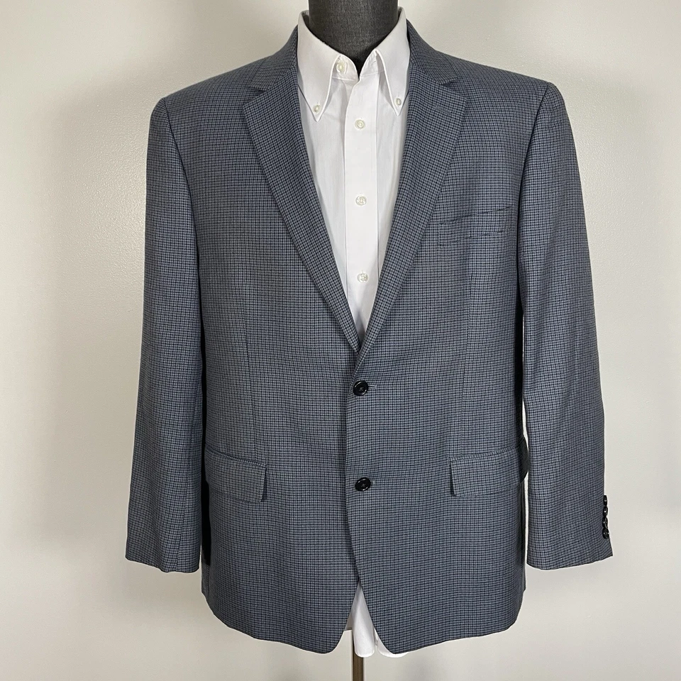 Izod Sport Coat Mens 44R Multicolor Check Polyester Double Vented Soft Textured - Image 2 of 4