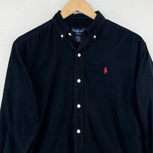 RALPH LAUREN Shirt Boys L 16-18 Corduroy Button Up Long Sleeve Cotton Black - Picture 5 of 12