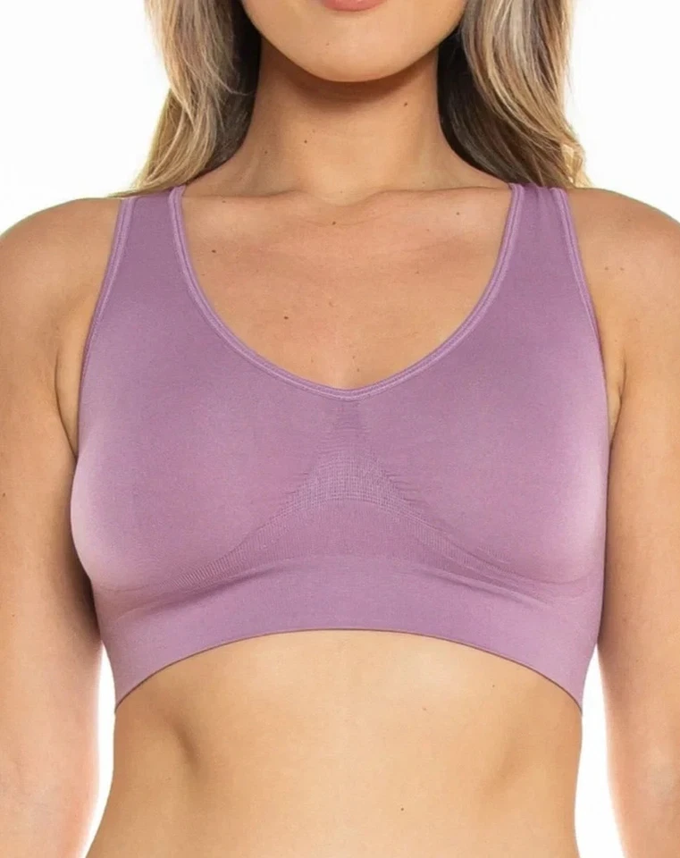 Paquete de 4 sujetadores Rhonda Shear originales Ahh medianos (M/M) púrpura, amarillo, azul y rosa Foto 2 de 4