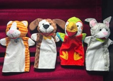 Melissa Doug Baby Hand Puppet Lot Tiger Dog Parrot Bunny Plush