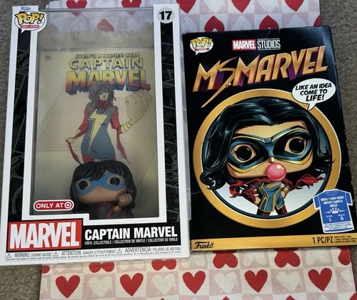 Marvel Caption Marvel Pop Funko #17 Vinyl Figure and Ms Marvel Pop Tee Size L