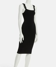 Alice + Olivia Women's Black Alina Chain Strap Midi Tank Dress Size M